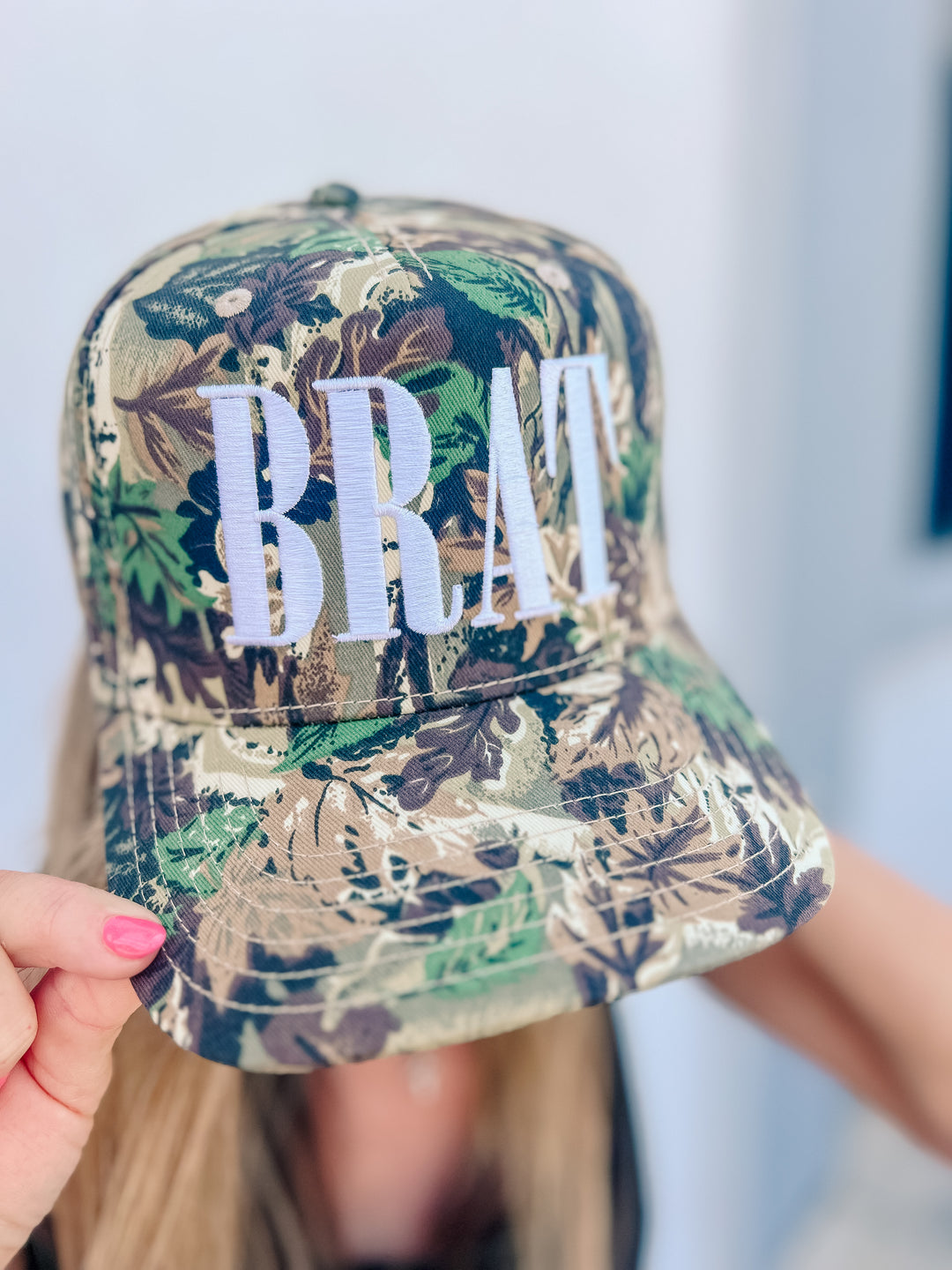 Brat Embroidered Camo Trucker Hat