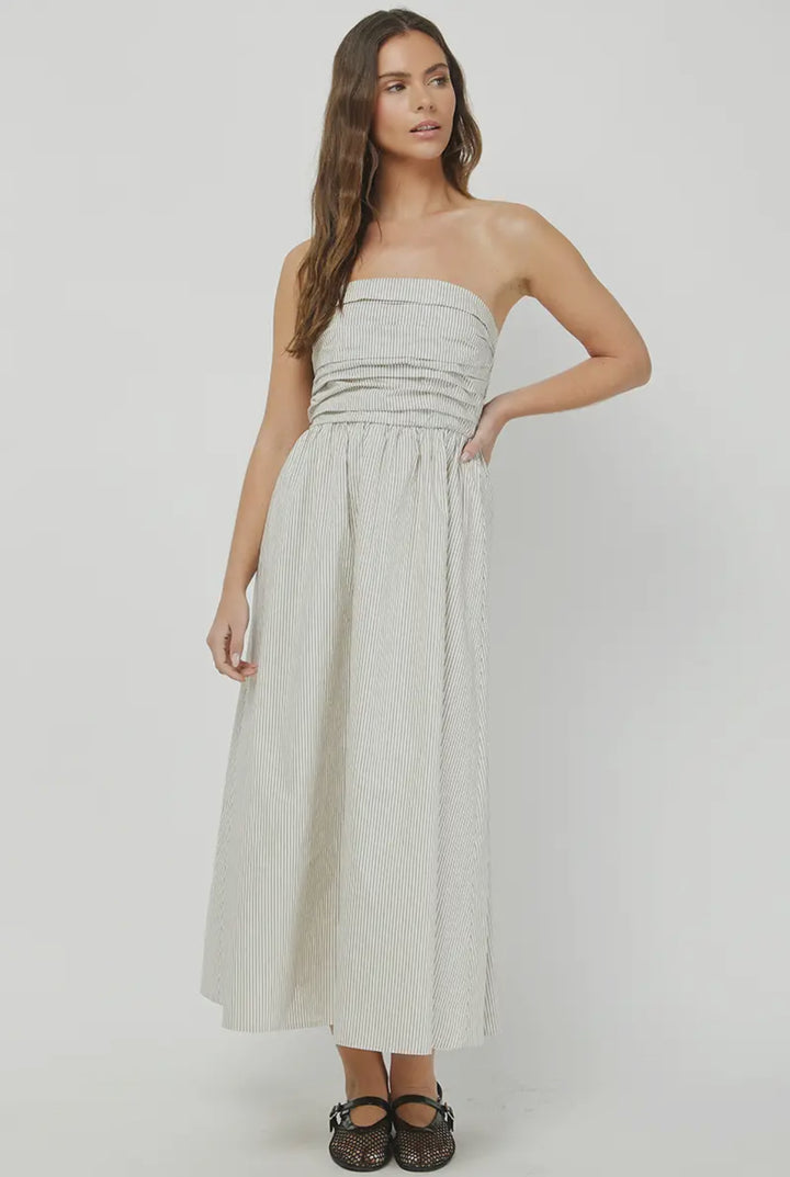Crisp Days Striped Tube Maxi – Taupe
