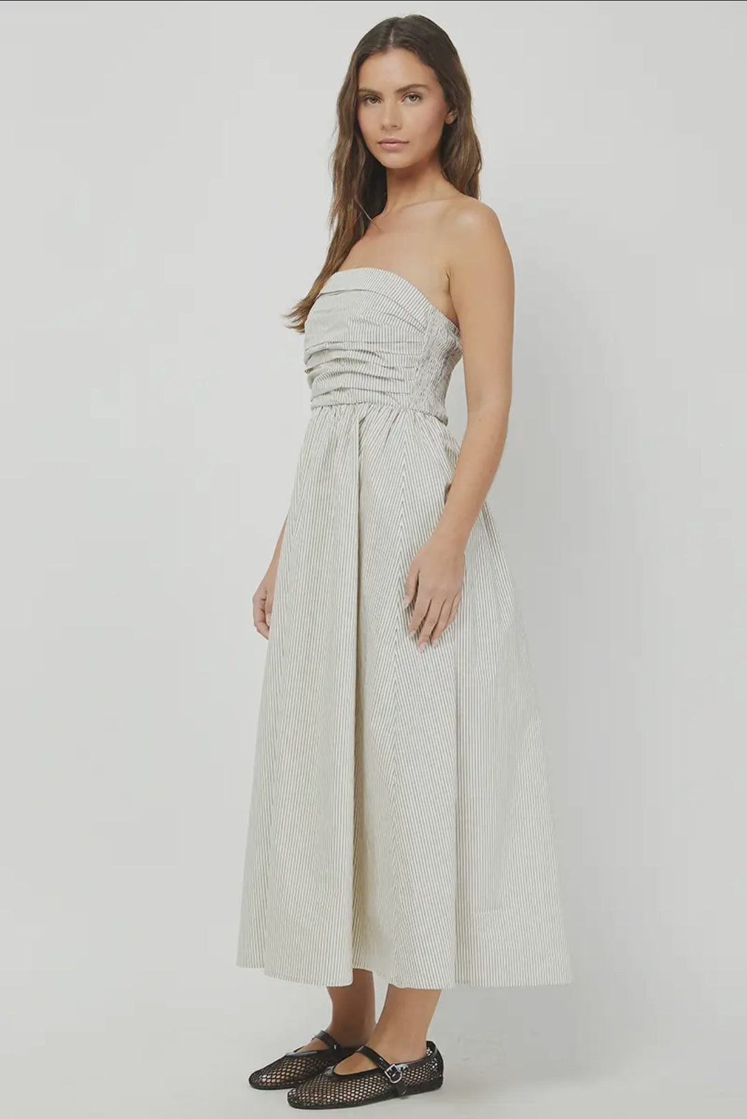 Crisp Days Striped Tube Maxi – Taupe