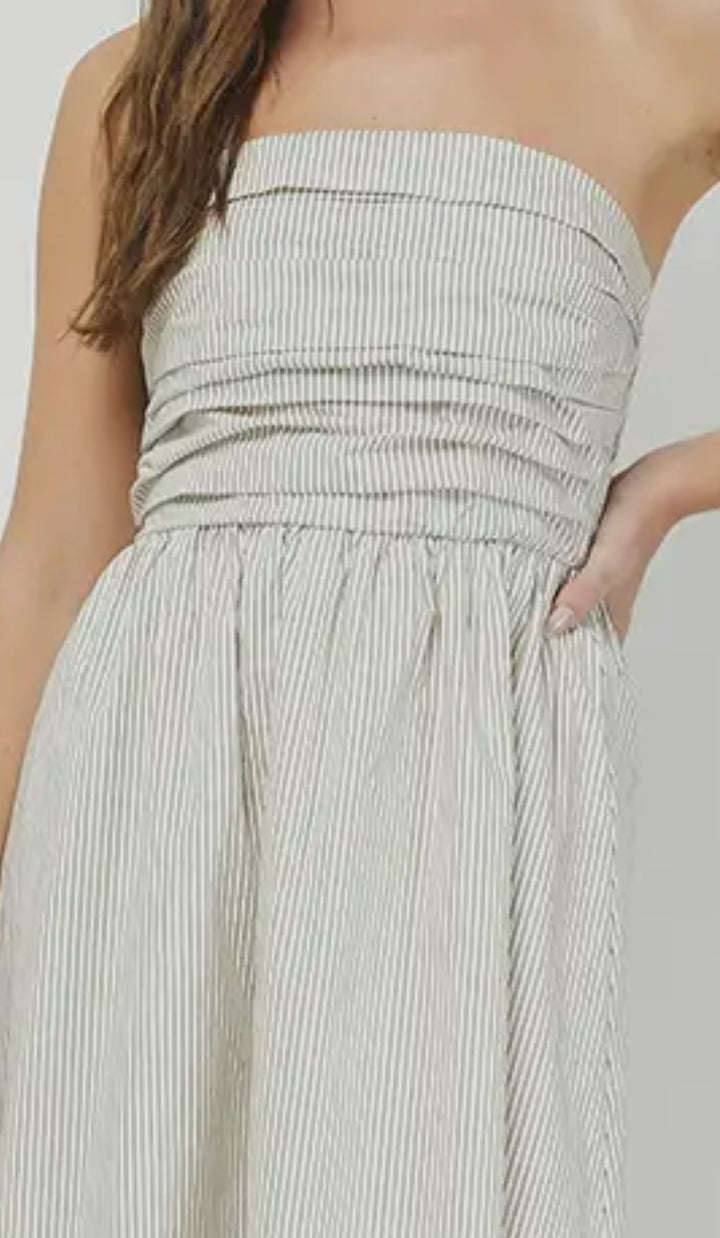 Crisp Days Striped Tube Maxi – Taupe