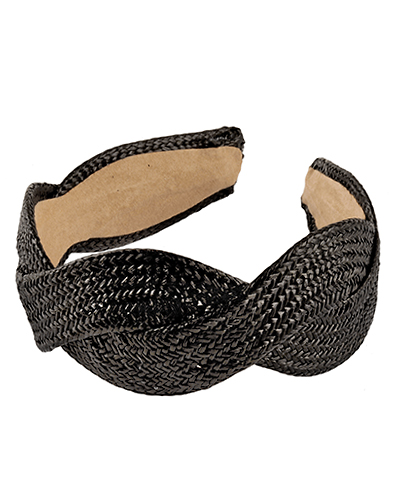 Twist Braided Rattan Headband - Black