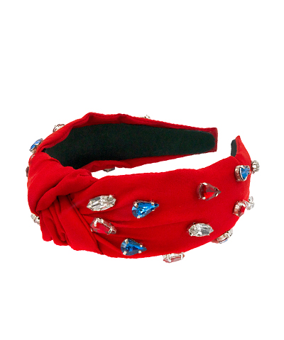 Multi Stone & Knotted Headband - Red