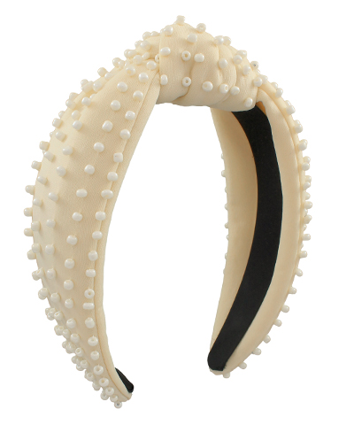 Beaded Deco Headband- Ivory