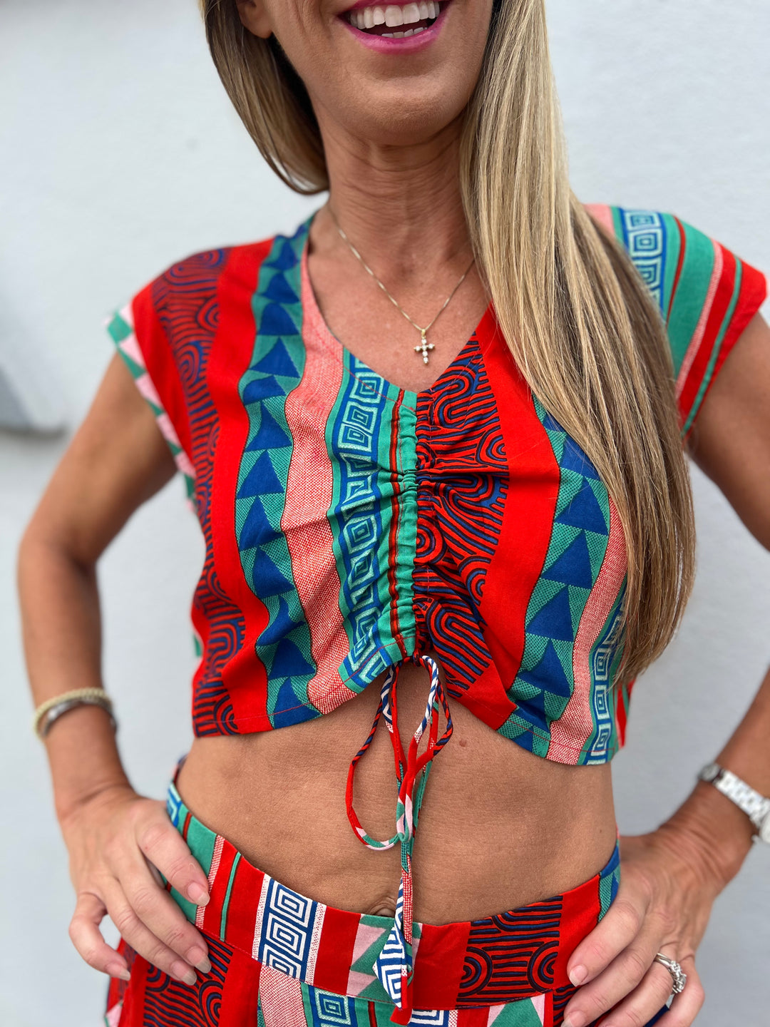 Ruby Aztec Printed Stripe Top