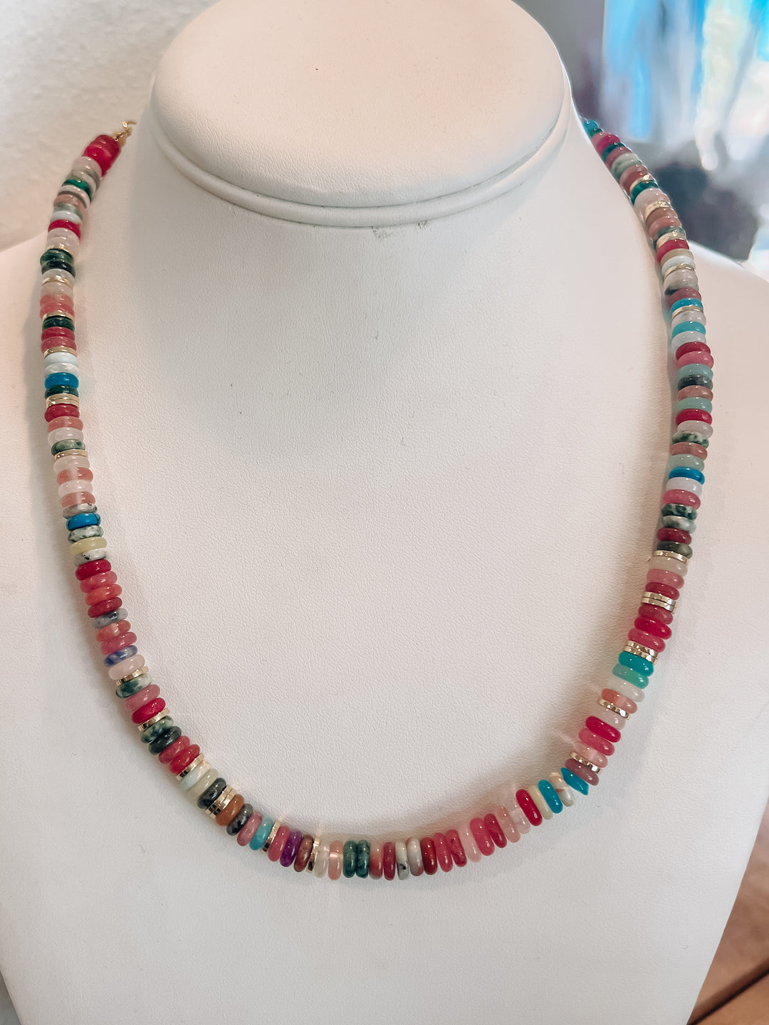 Rainbow Gold Gemstone Necklace