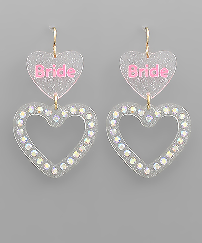 Bride Heart Dangle Earrings