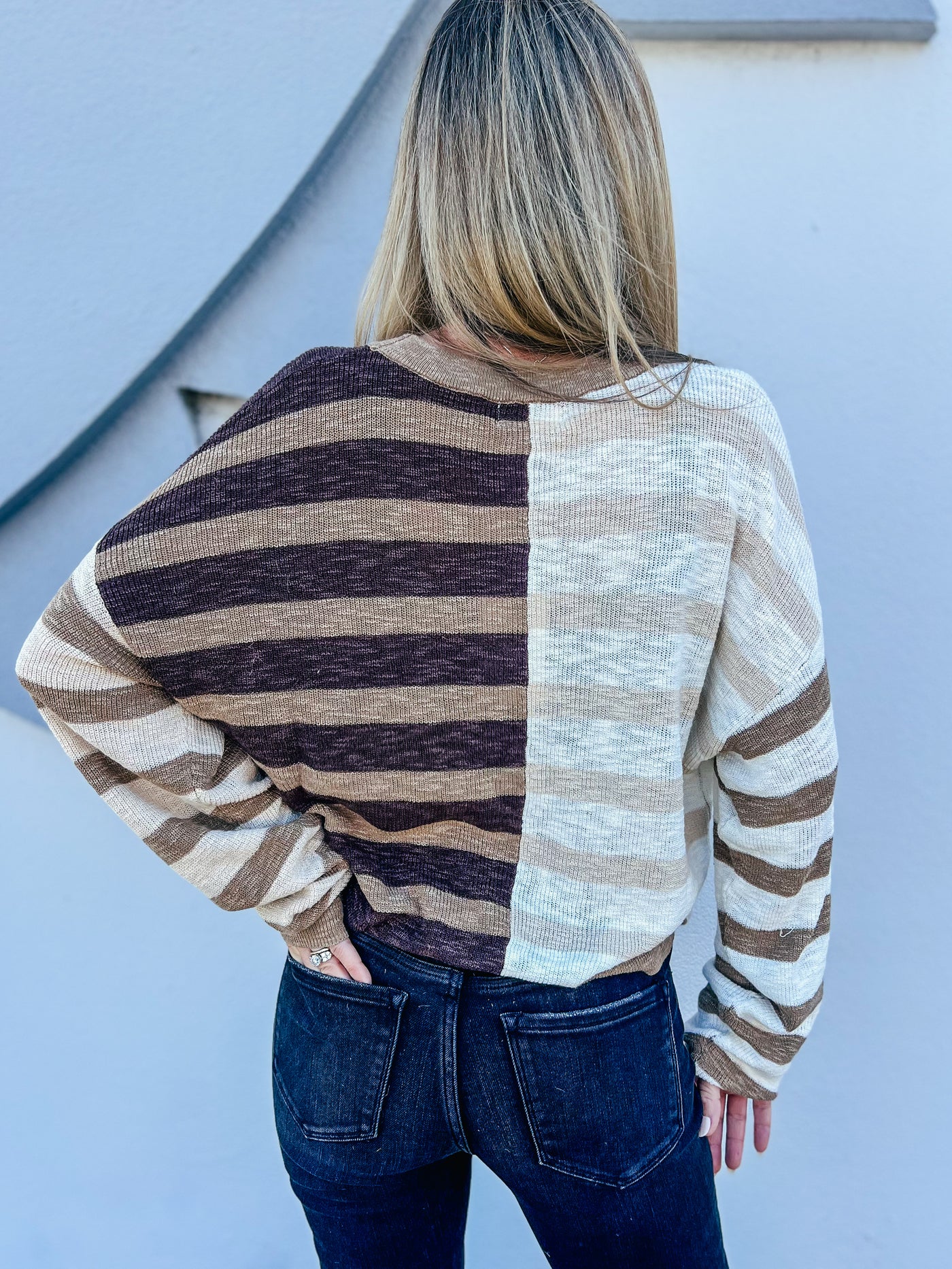 Raise The Bar Striped Rib Knit Sweater