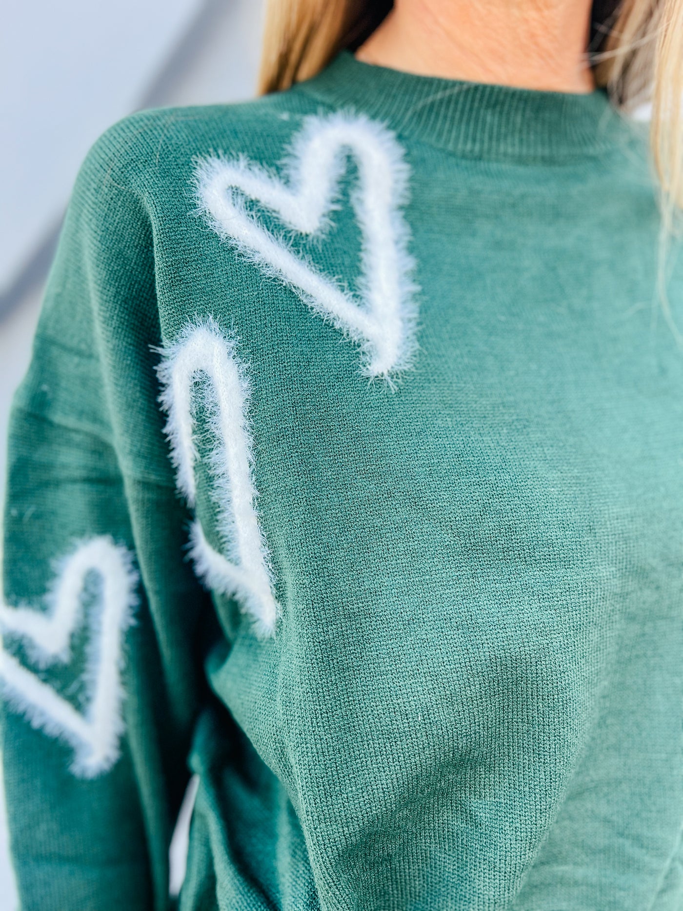 Heartside Harmony Heart Pullover Sweater - Hunter Green