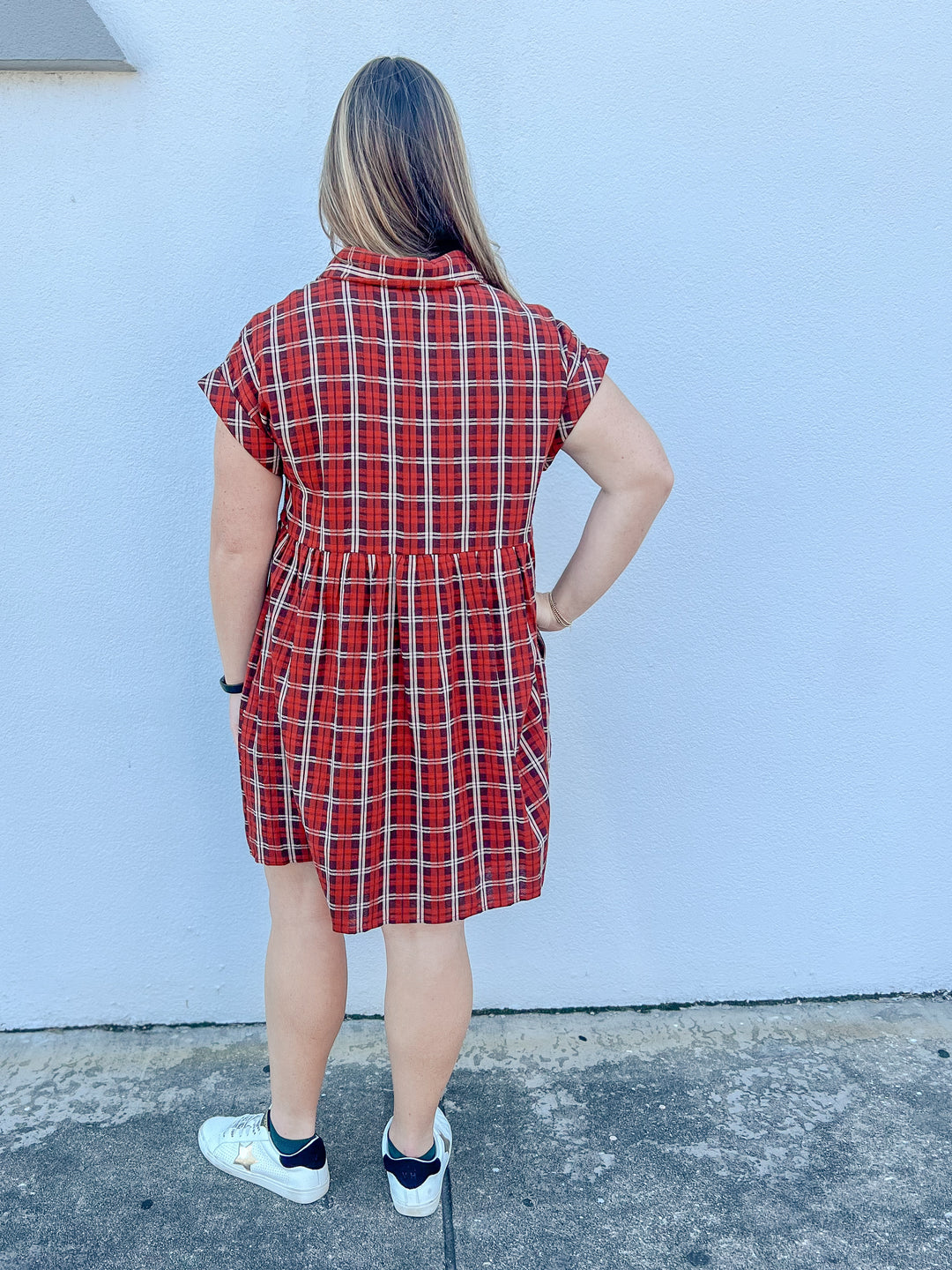 Classic Charm Red Plaid Mini Dress