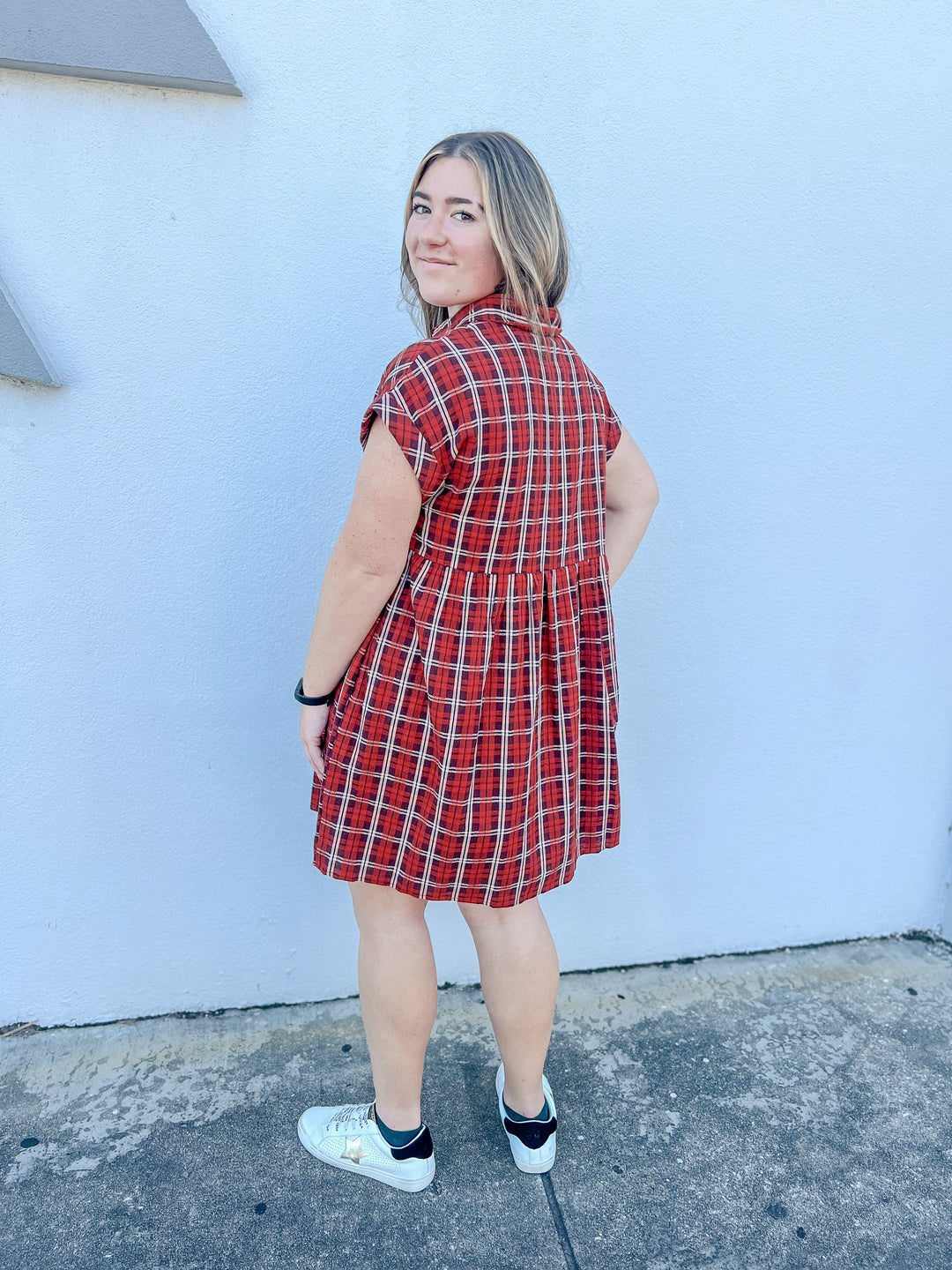 Classic Charm Red Plaid Mini Dress