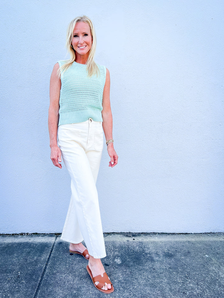 Effortless Chic Ankle-Length Pants - Ecru