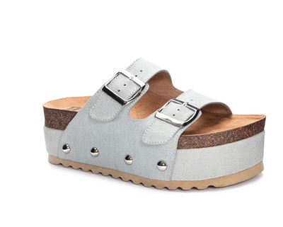 Pueblo Platform Sandal - Light Denim