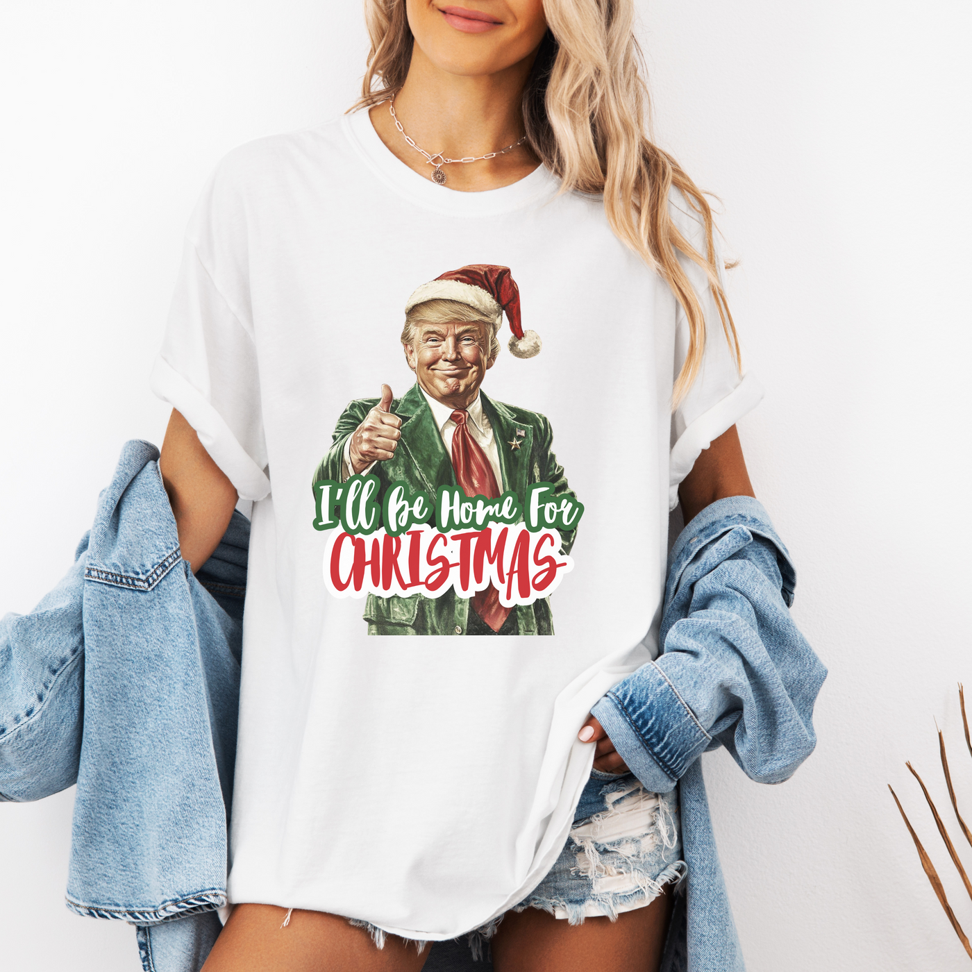 I'll Be Home For Christmas Trump Graphic Tee - White