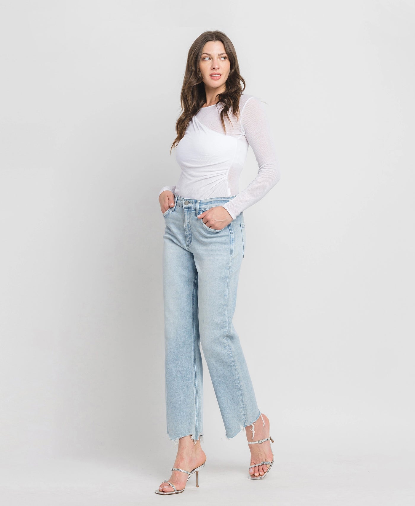 Aileeah High Rise Slim Wide Jean - Vervet