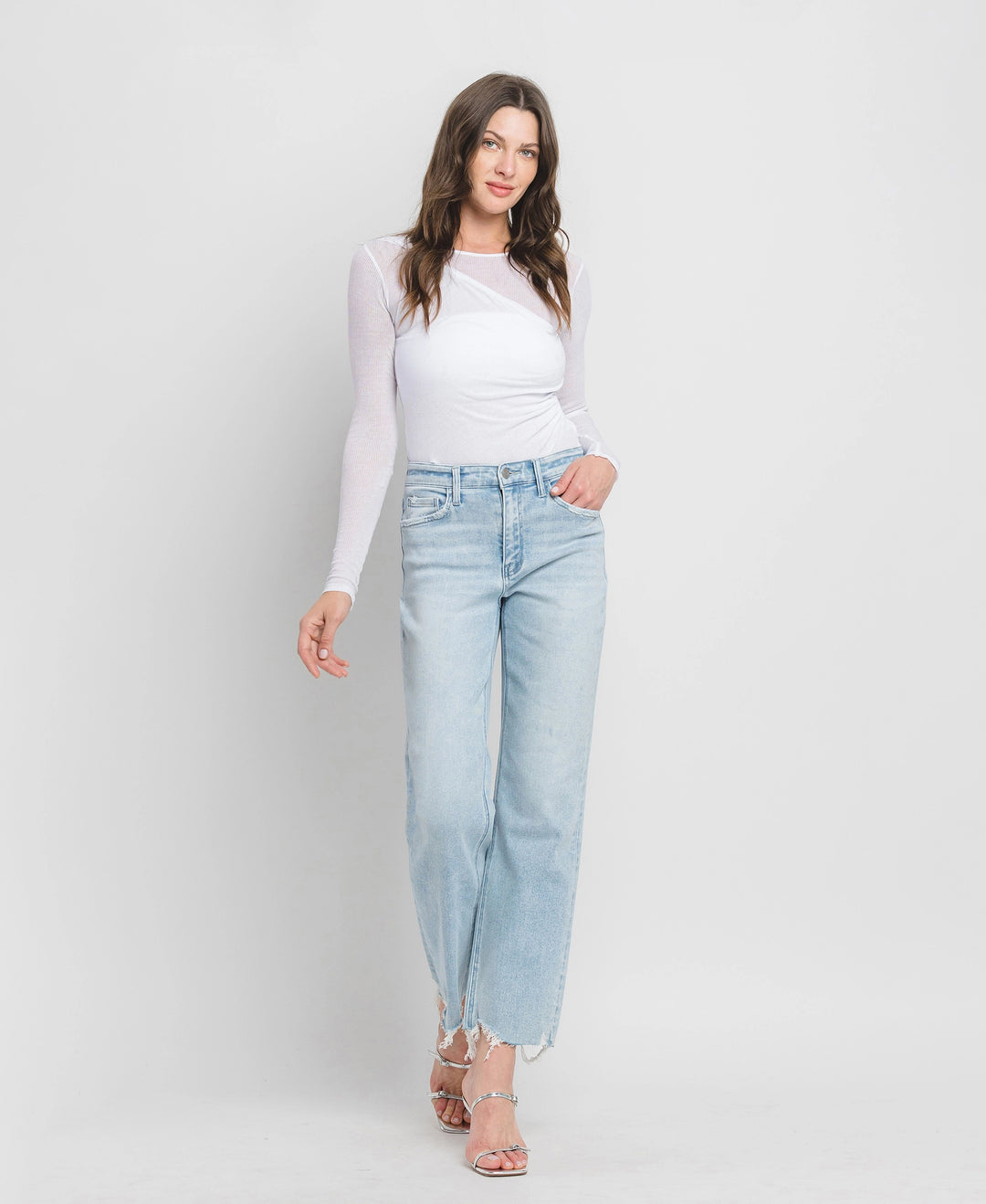 Aileeah High Rise Slim Wide Jean - Vervet