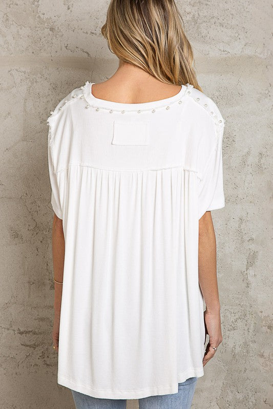 All The Pearly Details Top - Off White