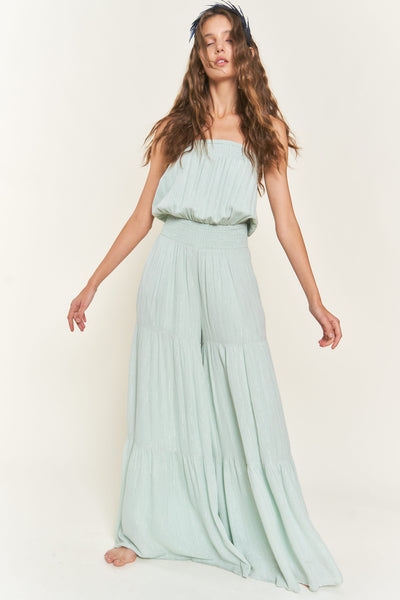 Happy Dance Lurex Smocked Retro Jumpsuit - Mint
