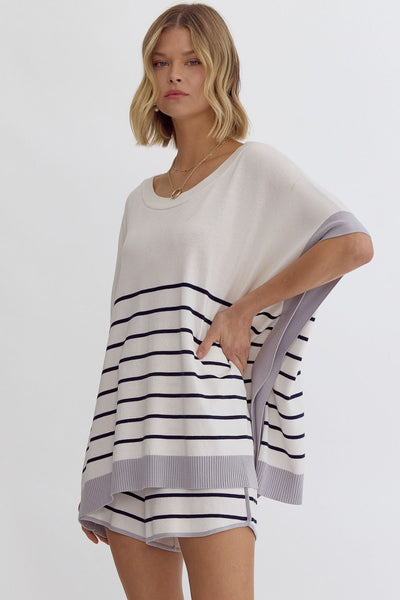 And Just Like That Striped Poncho Top
