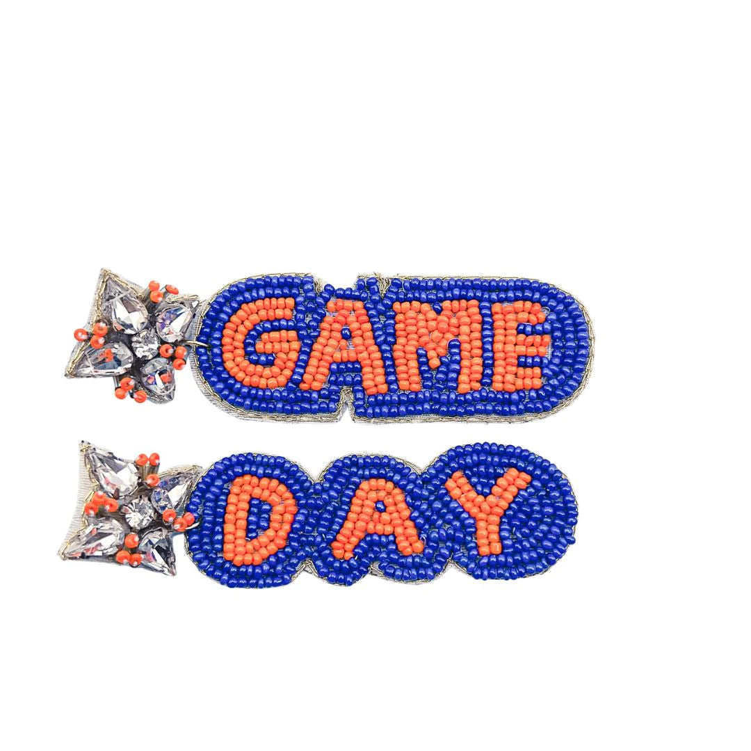 Game Day Orange & Blue Beaded Earrings {Treasure Jewels}