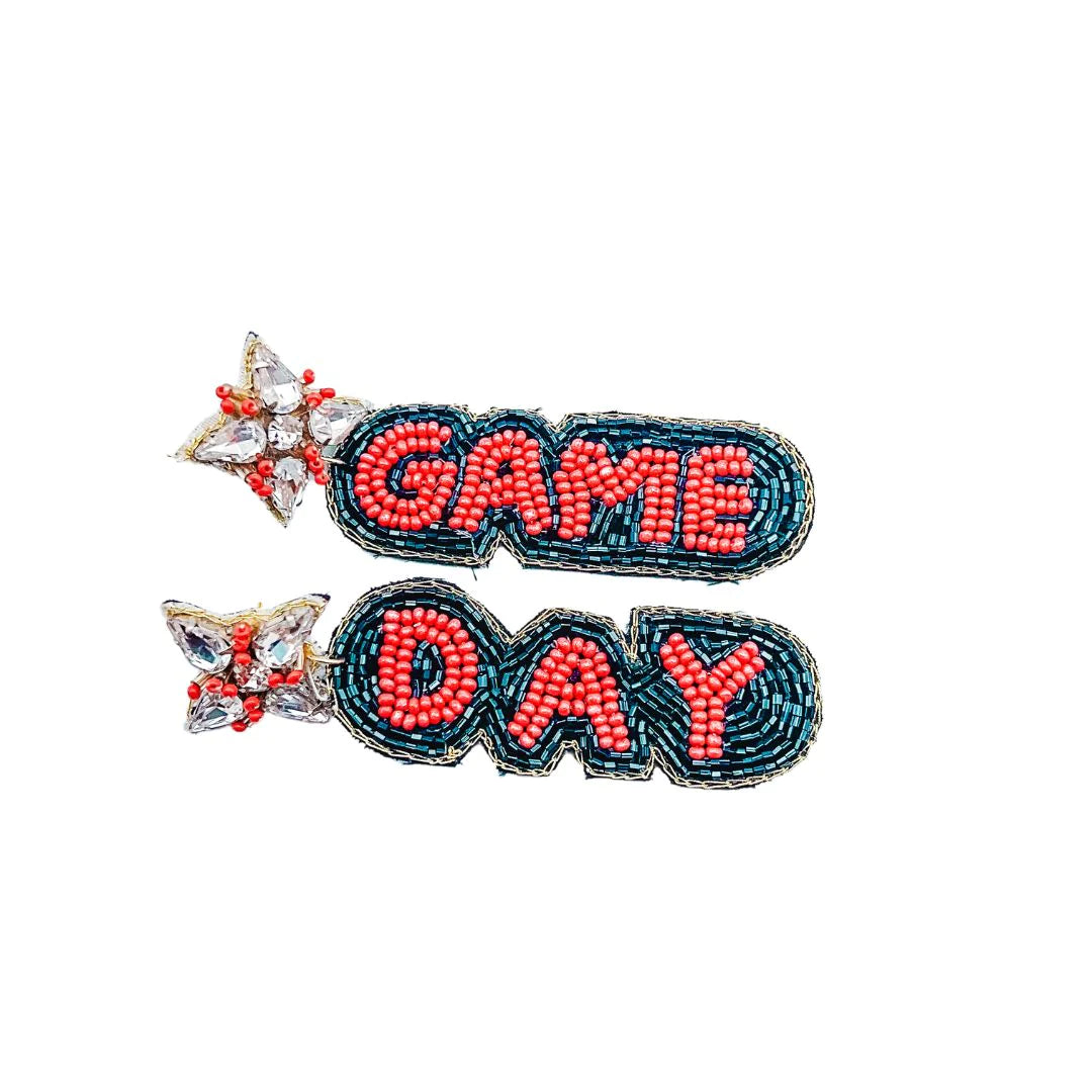 Game Day Red & Black Beaded Earrings {Treasure Jewels}