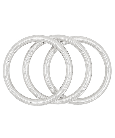 Bangle Bracelet Set - Worn Silver