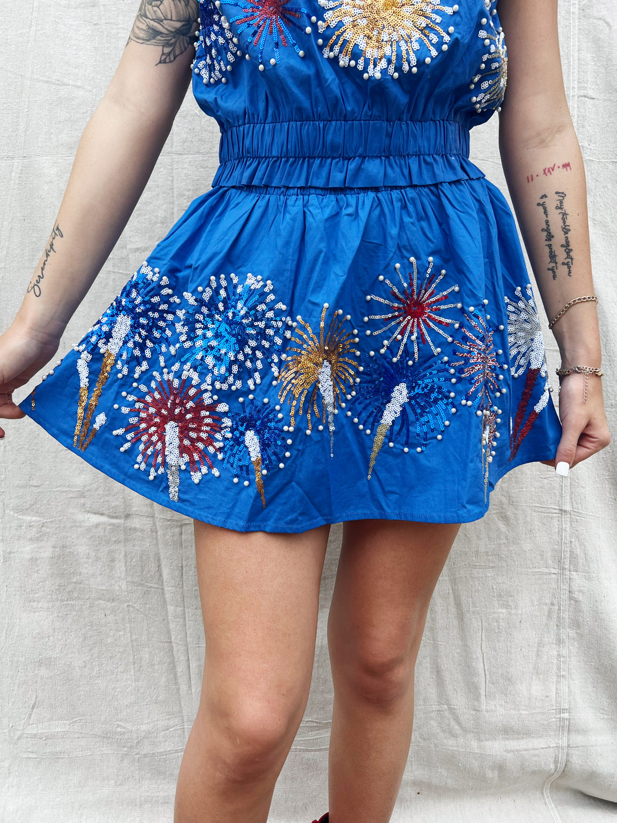 Fireworks Smocked Skort - Royal Blue (Queen Of Sparkles)