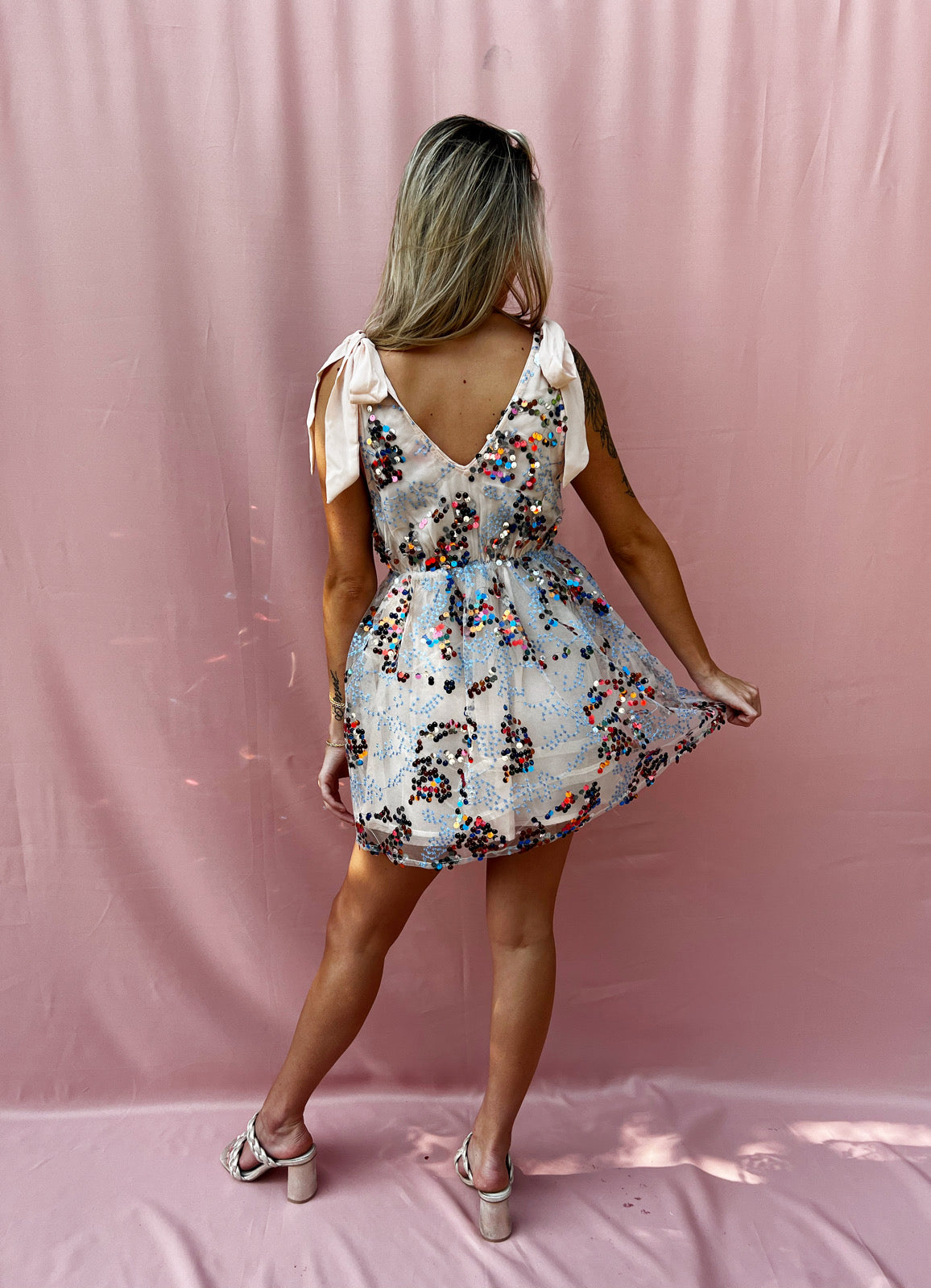 Melanie Tie Shoulder Mini Dress-  Fireworks {Buddy Love}