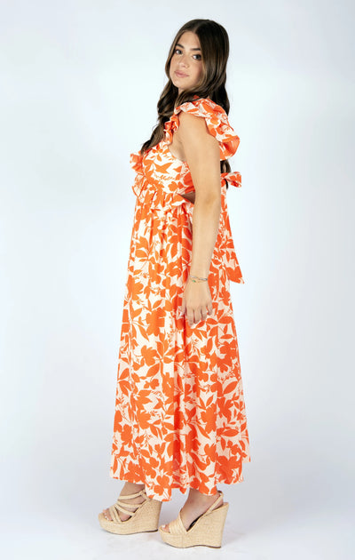 Selene Floral Ruffle Empire Waist Maxi Dress