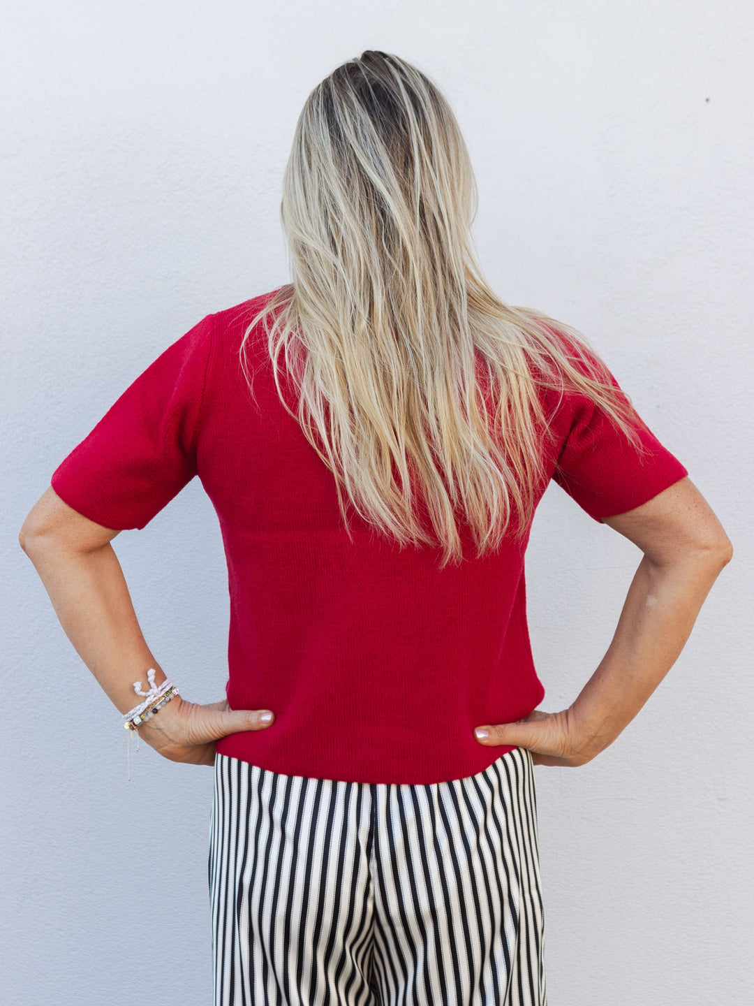 All I Want Red Beaded Bow Sweater