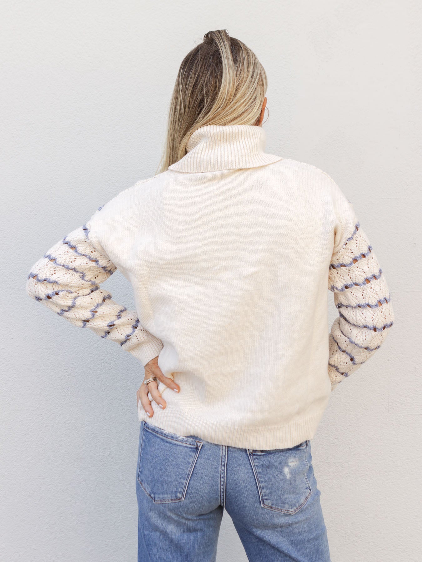 Still Deciding Striped Mock Neck Sweater