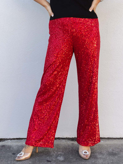 Occasion Ready Sequin Pants - Red