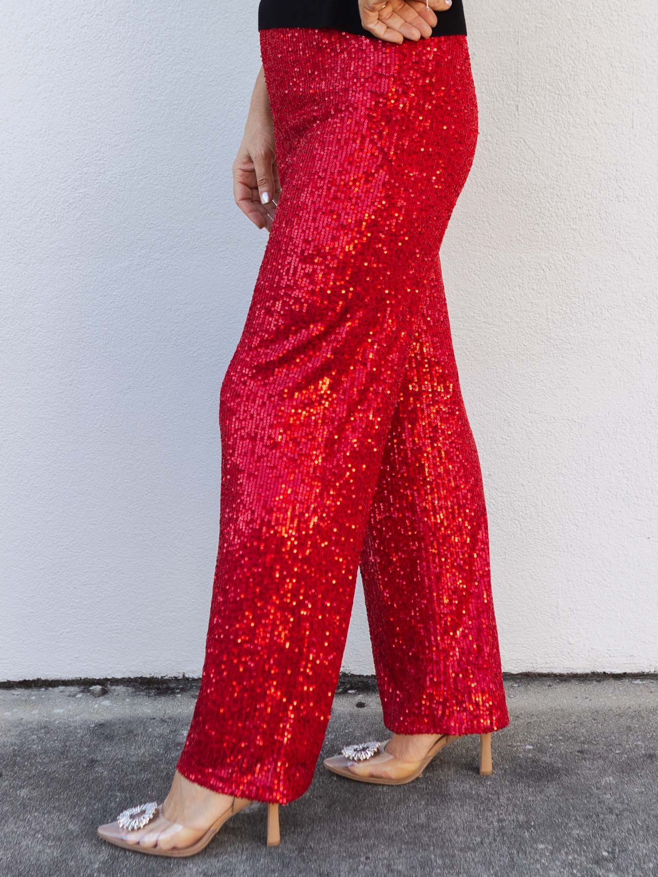 Occasion Ready Sequin Pants - Red