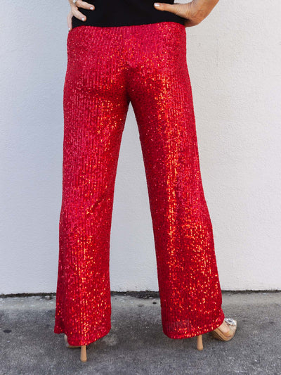 Occasion Ready Sequin Pants - Red