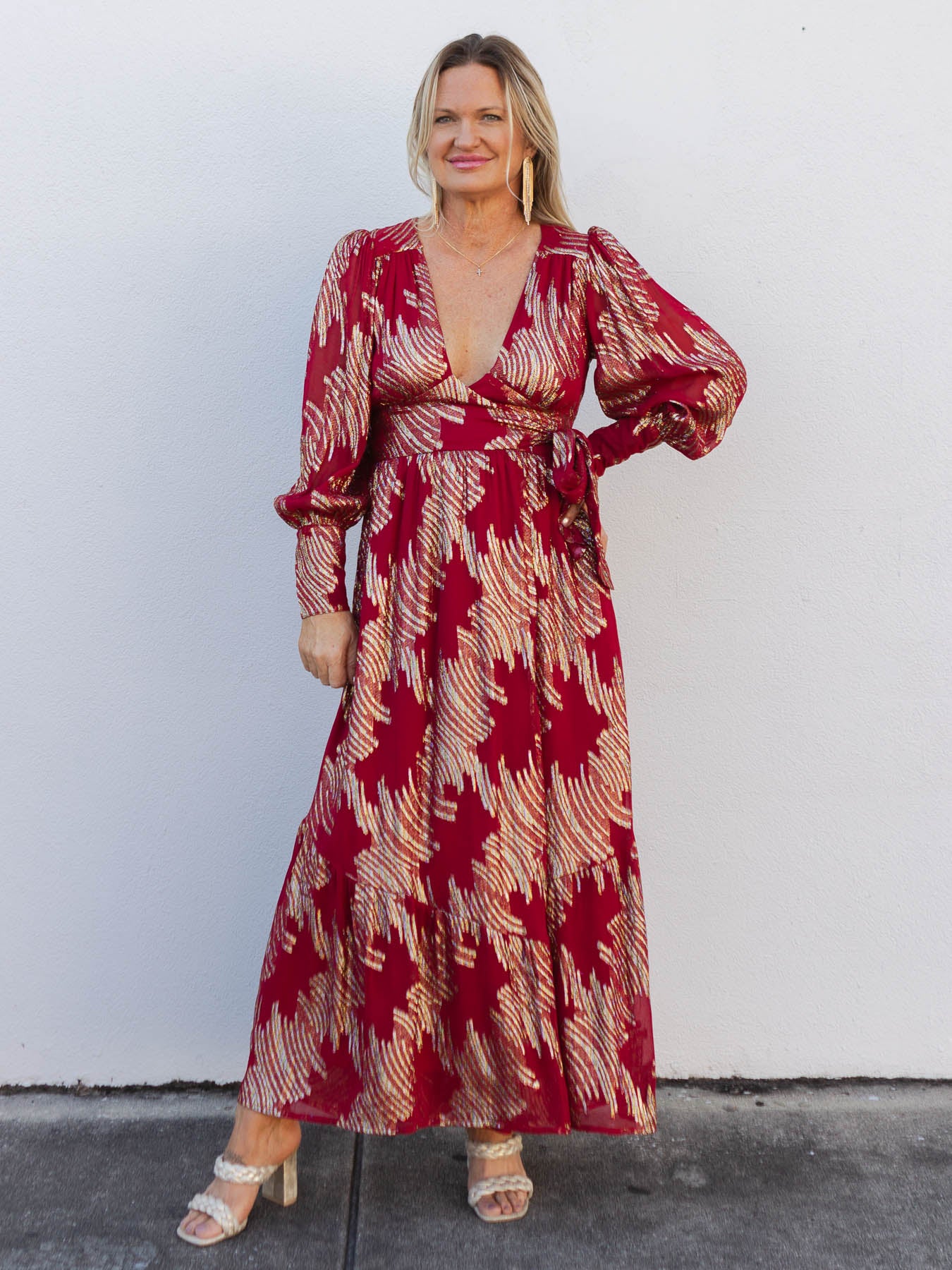 Isa Metallic Wrap Maxi Dress {Ciebon} – Sisterlee Boutique