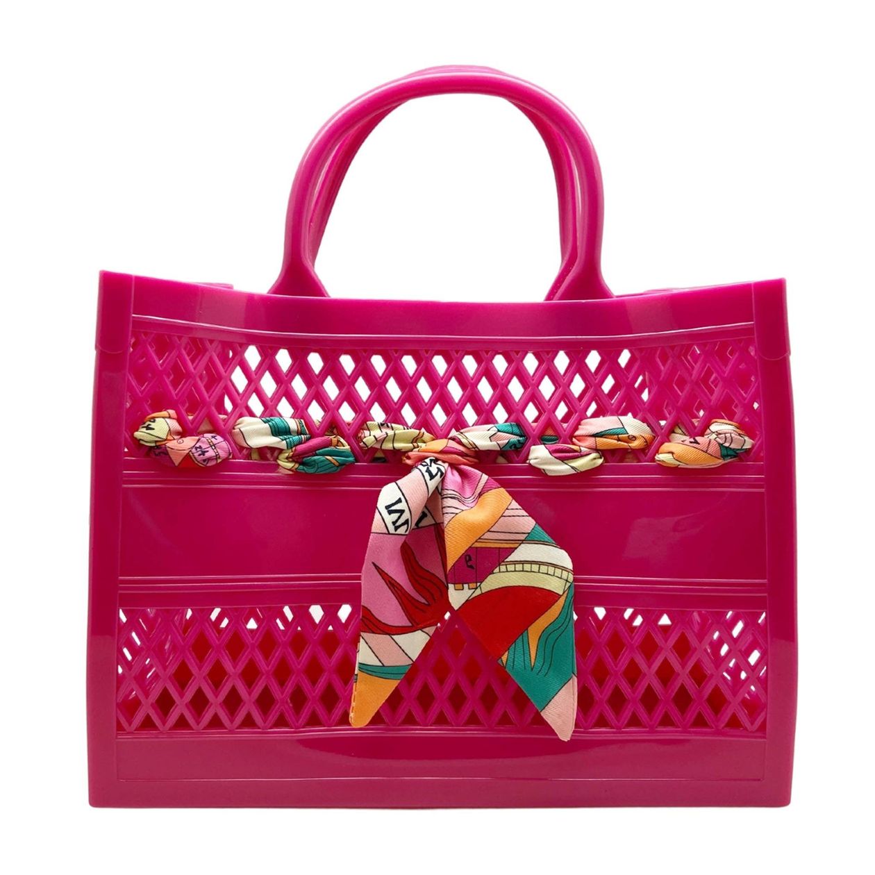 The Soleil Cutout Jelly Tote - Hot Pink