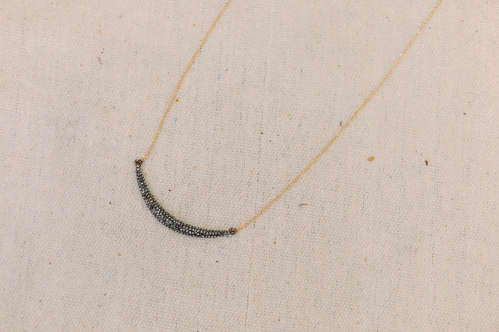 Pave Crystal Curve Bar Necklace