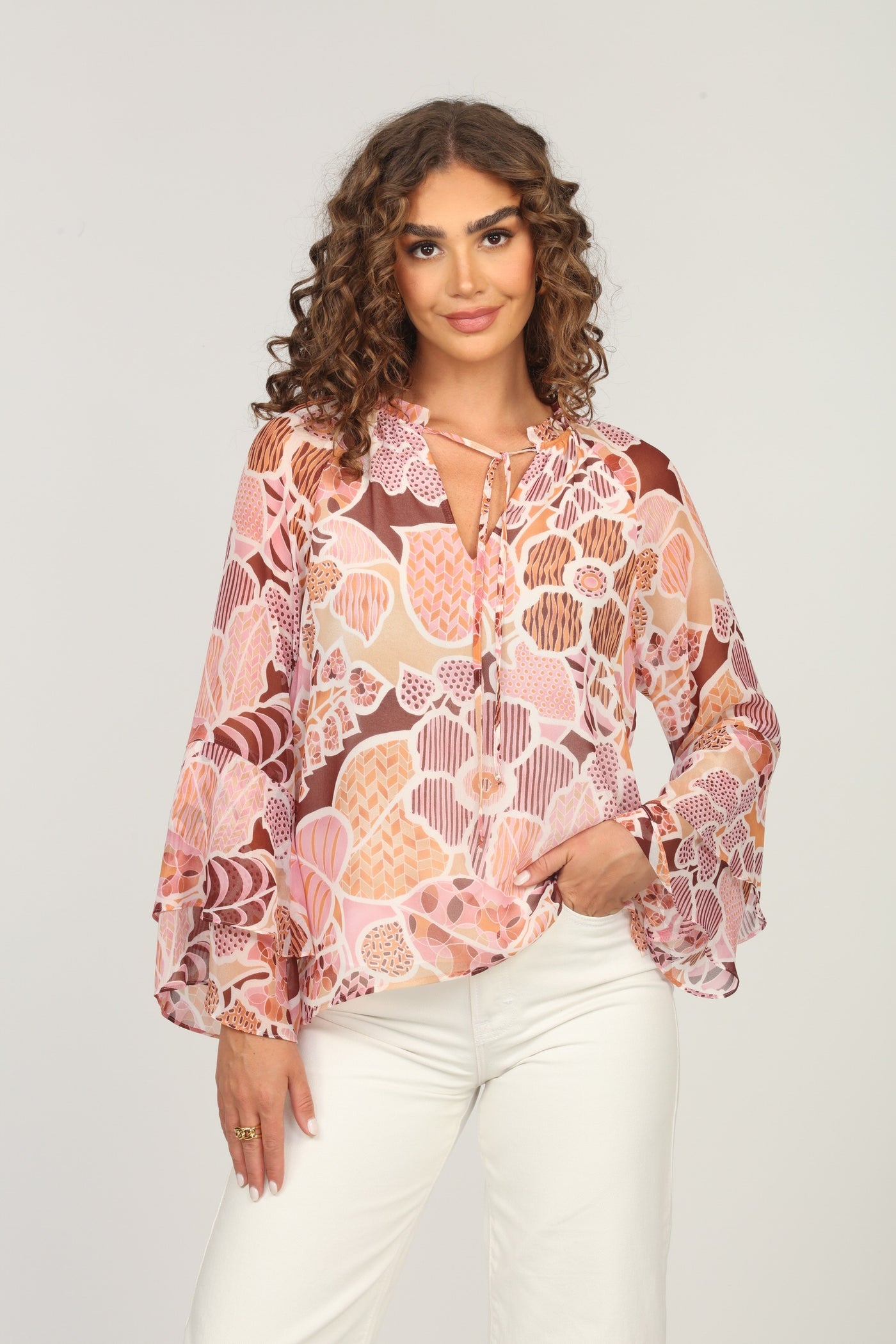 Fleur Flare Sleeve Chiffon Blouse {Veronica M.}