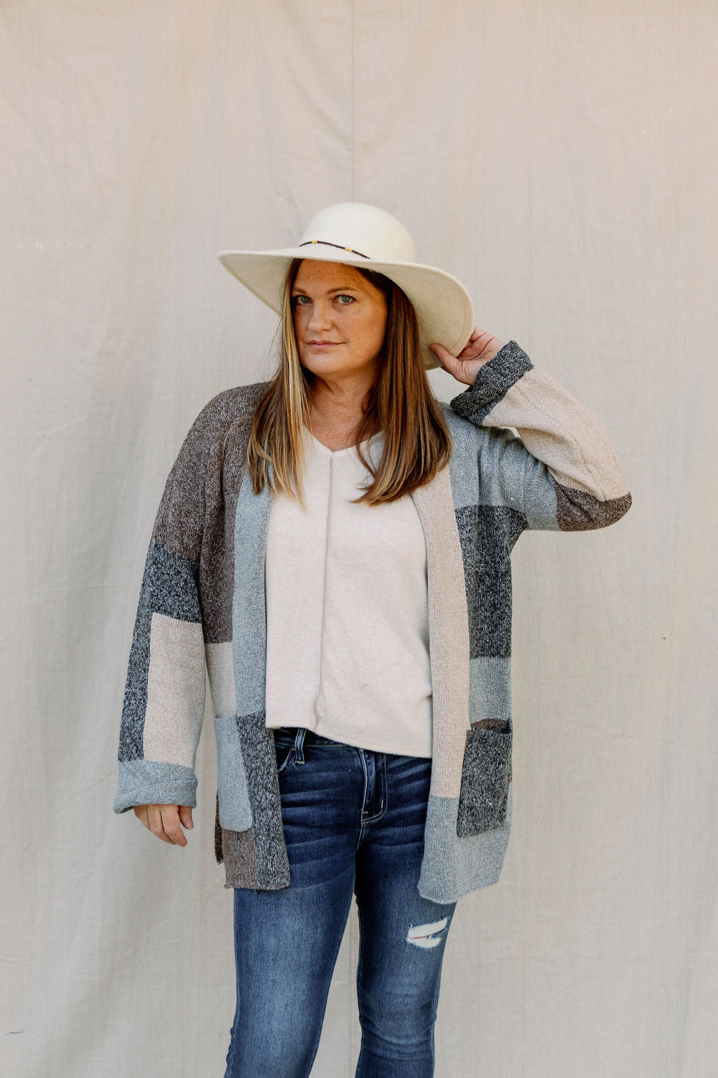 Take Me With You Charcoal Colorblock Cardigan