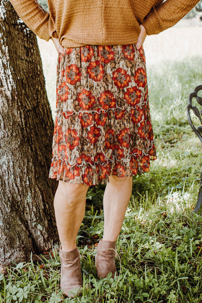 Falling For You Tiered Floral Skirt