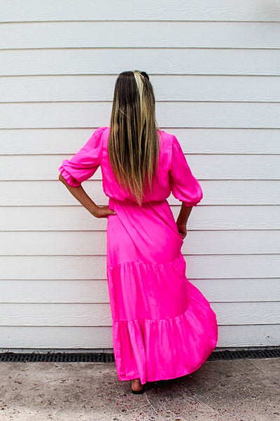 Shades Of Summer Ruffled Split Neck Maxi Dress
