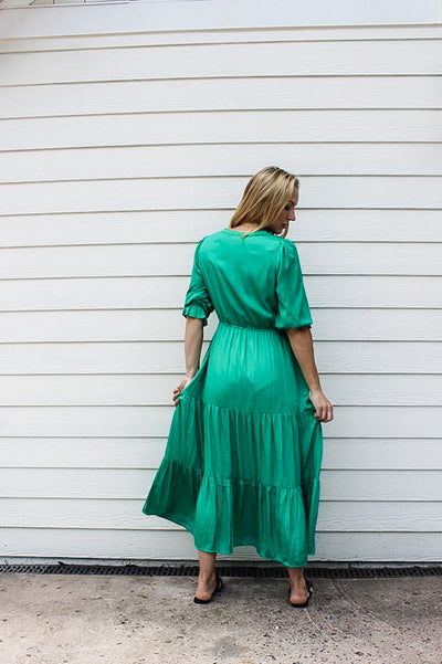 Shades Of Summer Ruffled Split Neck Maxi Dress