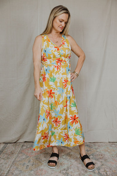 Buy Me Flowers Floral Print Maxi Dress - Goldenrod Mix