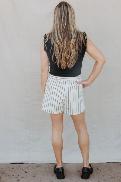 Striking Resemblance Striped Pleated Shorts {Skies Are Blue}