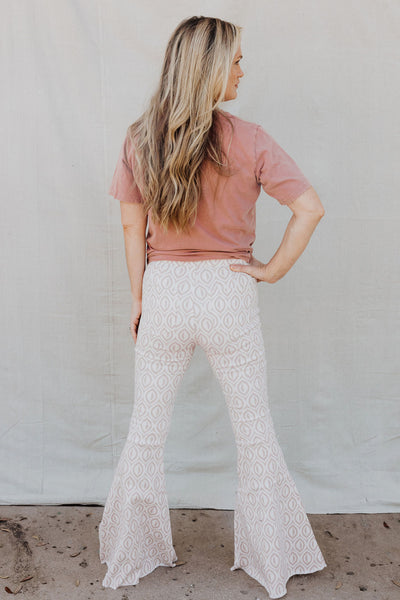 Making Moves Abstract Print Flare Jeans - Mauve