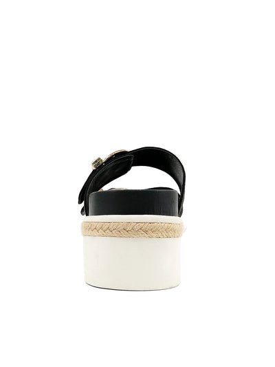 {SHUSHOP} Delilah Pearl Buckle Detail Platform Sandal - Black