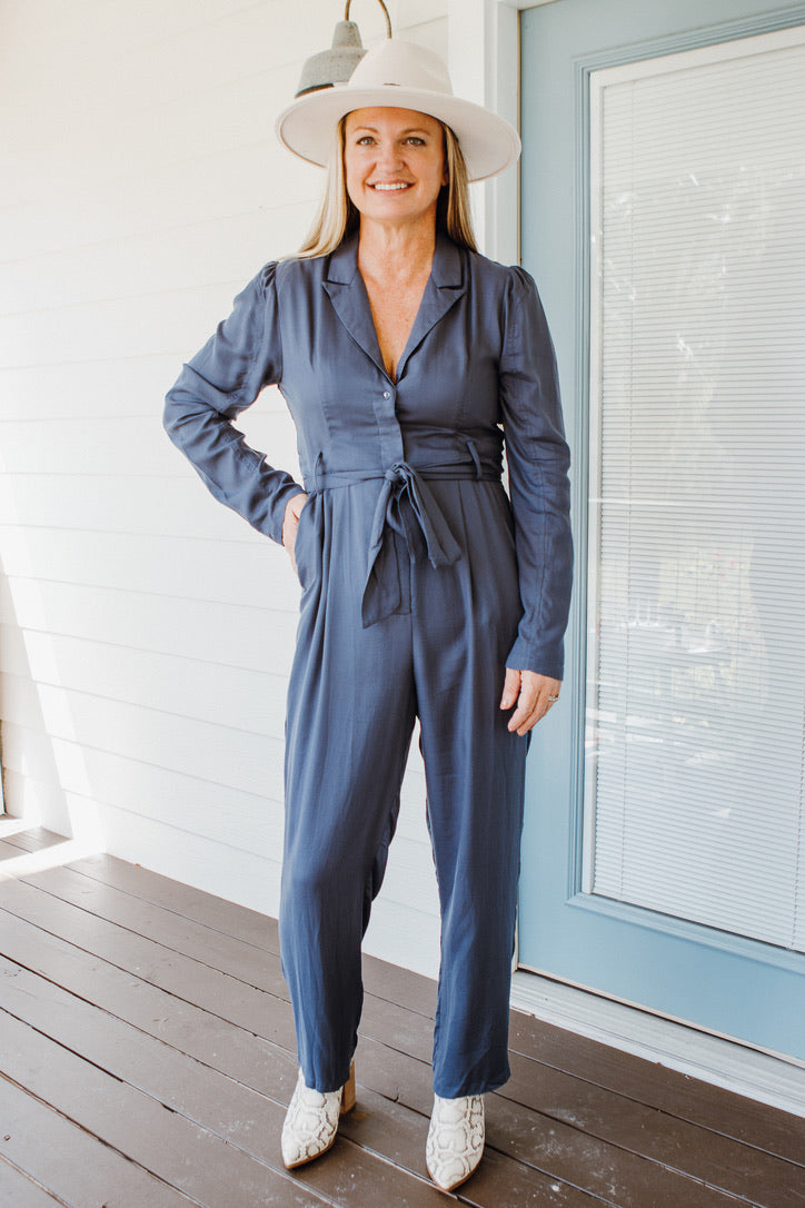 Liverpool Jumpsuit  - Navy {Lucca}