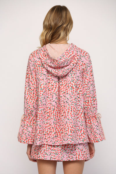 Floral Print Twill Bell Sleeve Jacket