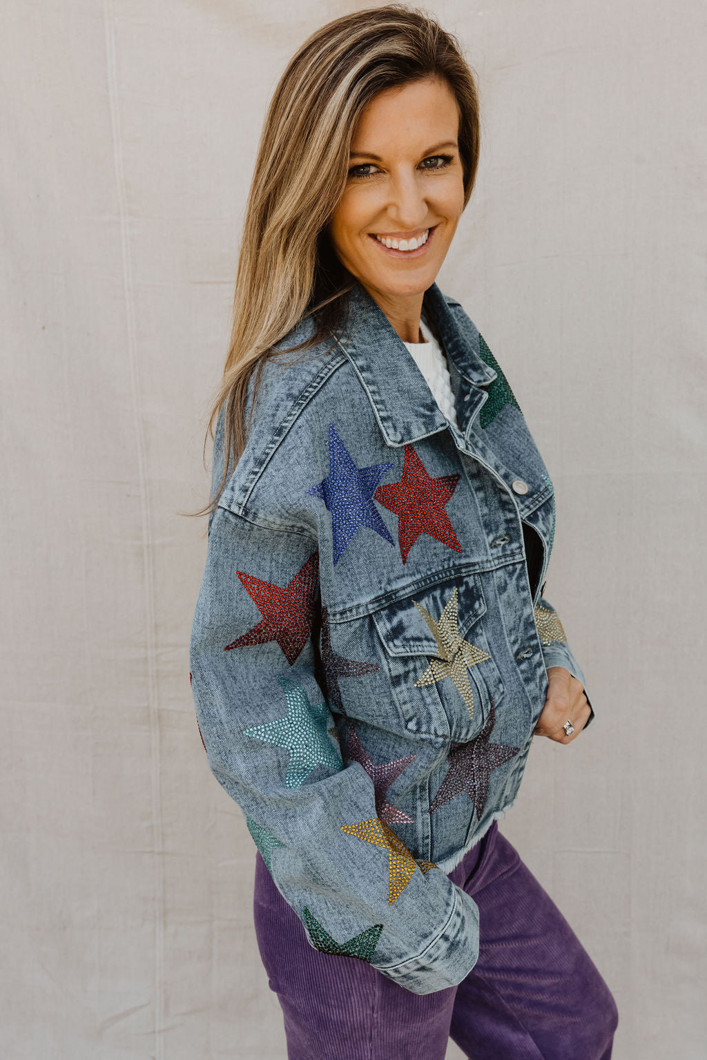 Sparkling Star Rhinestone Denim Jacket