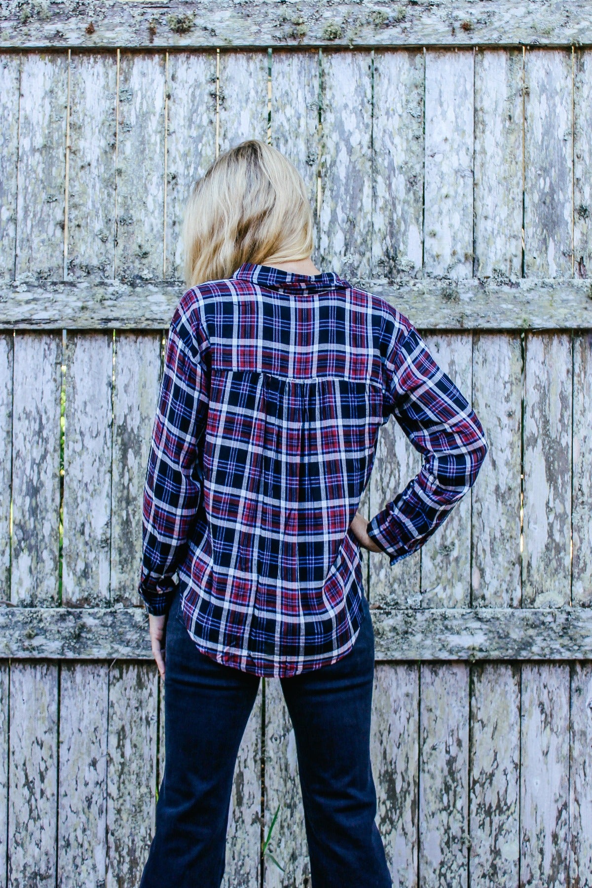We've Gone To Plaid Button Down Long Sleeve Shirt - Black
