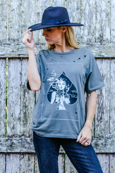 Smoking Aces Graphic Tee Shirt - Olive